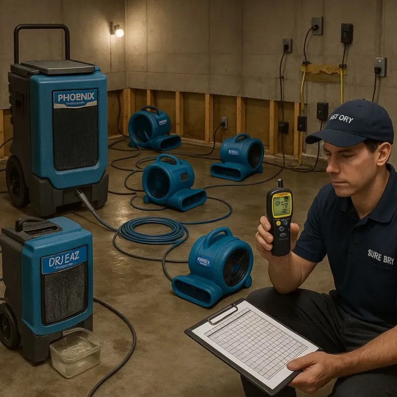 Structural Drying and Dehumidification process in Holiday Lakes, TX